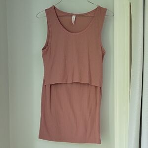 Latched Mama Dusty Rose Ribbed Maternity/Nursing Tank